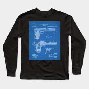 Browning Pistol Patent - Gun Lover Military Fan Art - Blueprint Long Sleeve T-Shirt